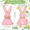 5 Pcs Easter Decorations Wooden Easter Bunny Signs Freestanding Bunny Table Decor Farmhouse Rabbit Shaped Wood Tabletop Centerpieces with Jute Rope Tiered Tray for Spring Home Office Desk